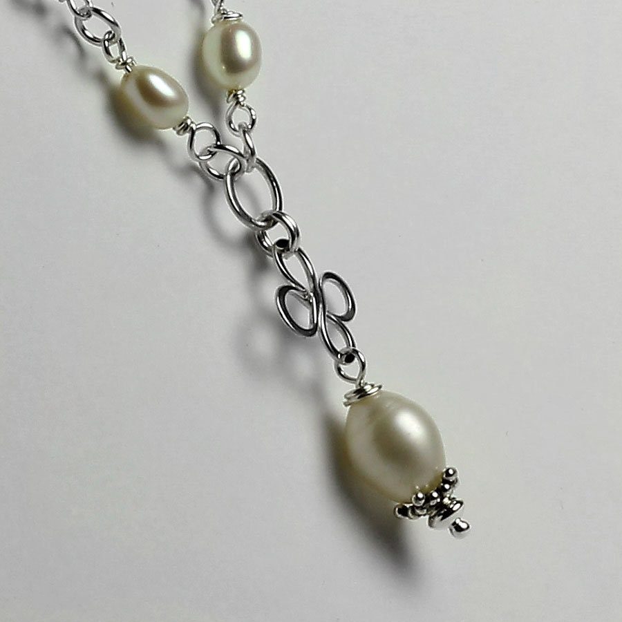 White Pearl and Swarovski Crystal Necklace
