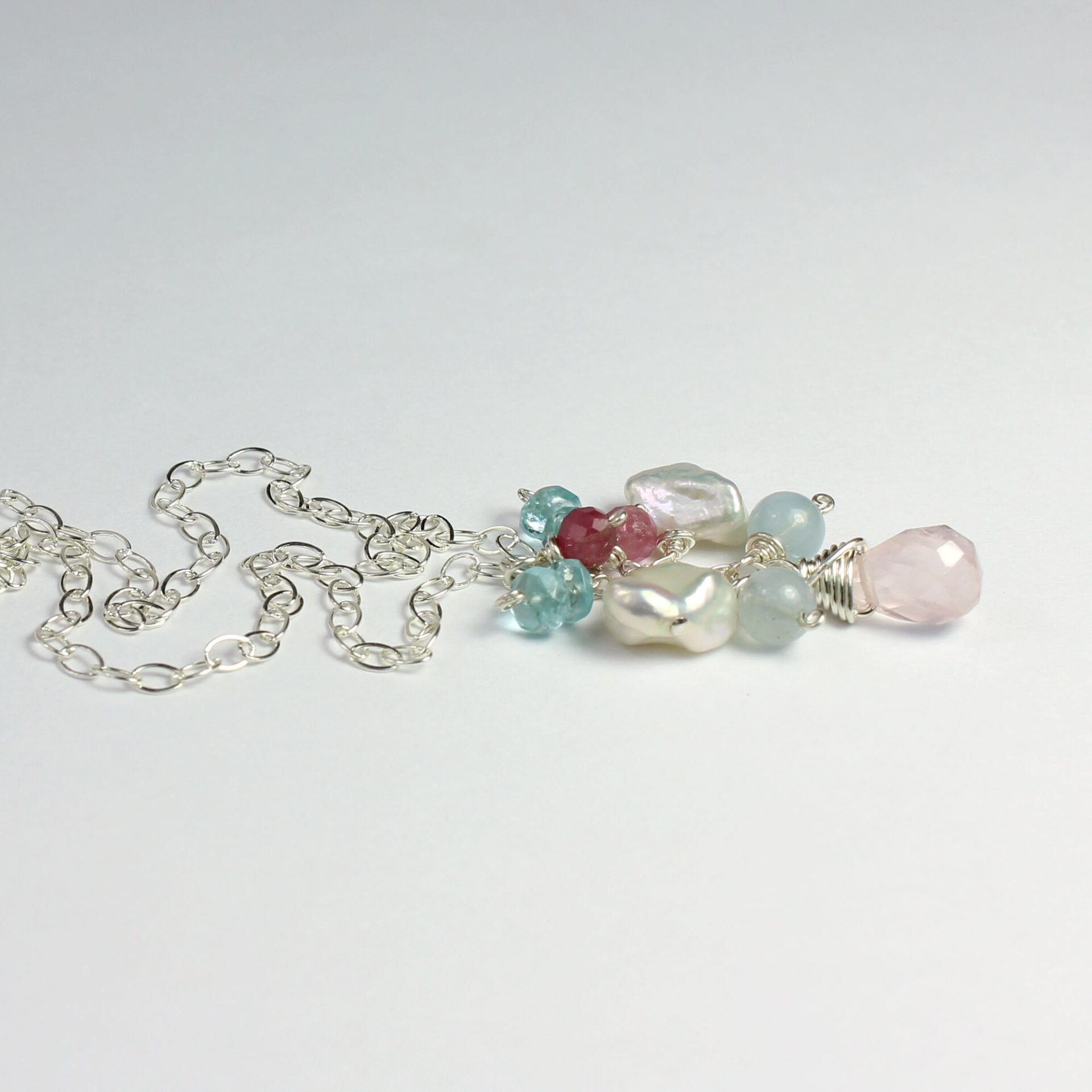 Gemstone Cluster Necklace Pendant