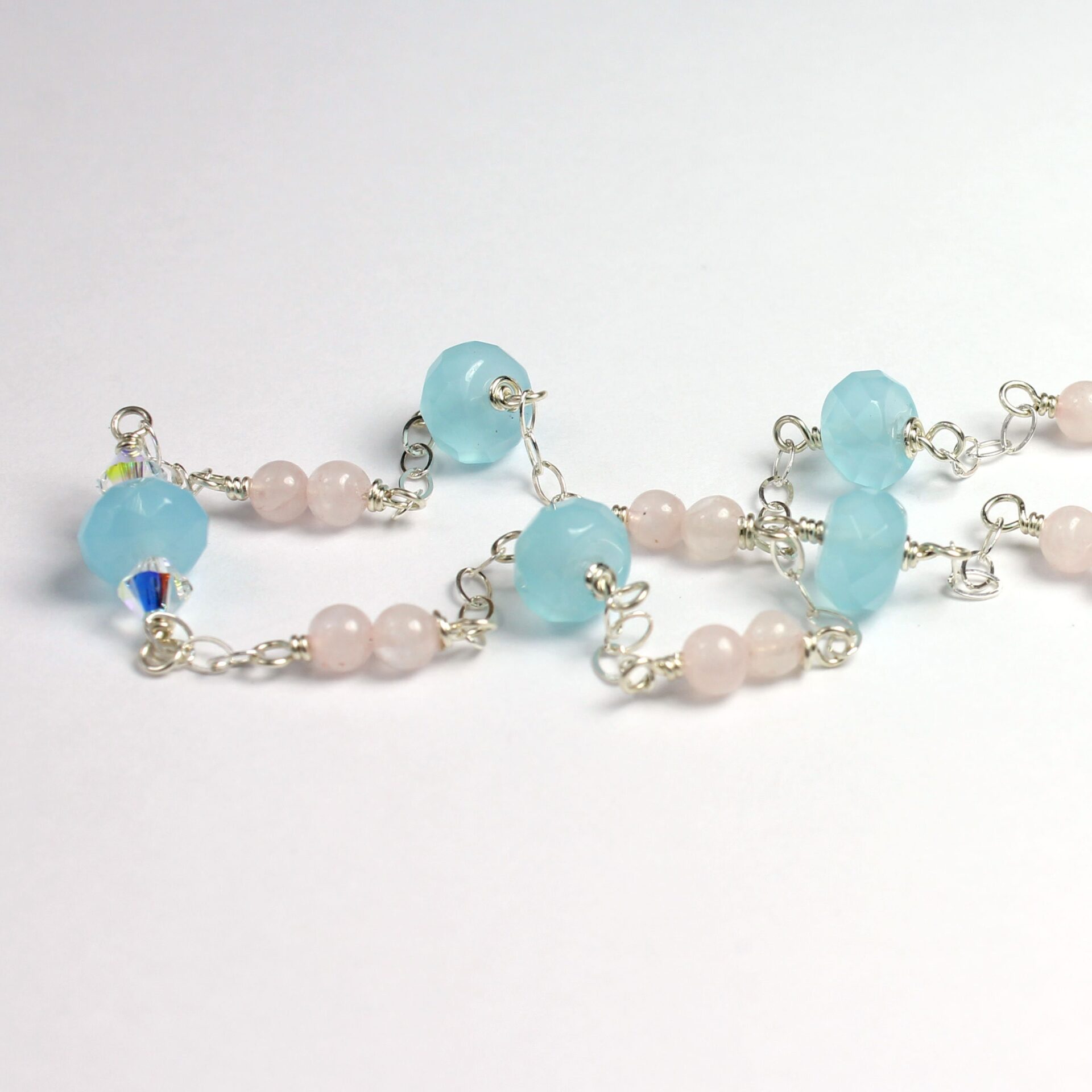 Blue Chalcedony and Rose Quartz Necklace