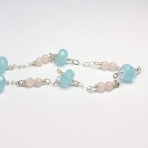 Chalcedony and Rose Quartz Station Necklace