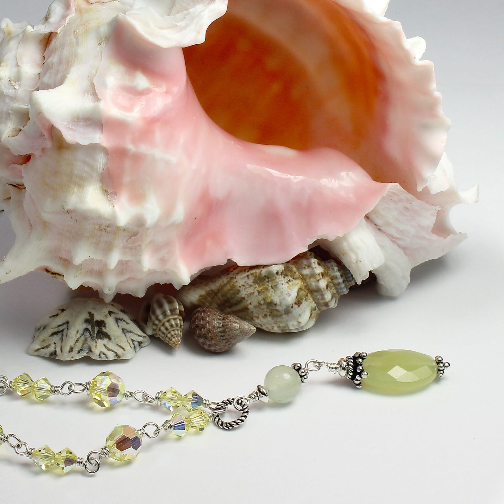 New Jade Gemstones with Swarovski Crystal Necklace