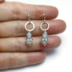 Aqua Blue Crystals and Aquamarine Gemstone Earrings