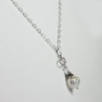 Keshi Pearl Necklace, Silver Swirl Component
