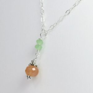 Peach Moonstone & Mint Crystals Necklace