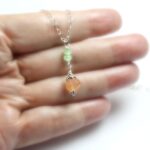 Peach Moonstone & Mint Crystals Necklace