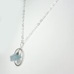 Raw Aquamarine In Silver Frame Necklace