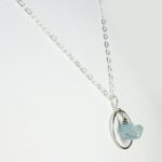 Raw Aquamarine In Silver Frame Necklace