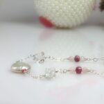 Coin Pearl Necklace with Quartz and Pink Tourmaline