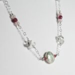 Coin Pearl Necklace with Quartz and Pink Tourmaline