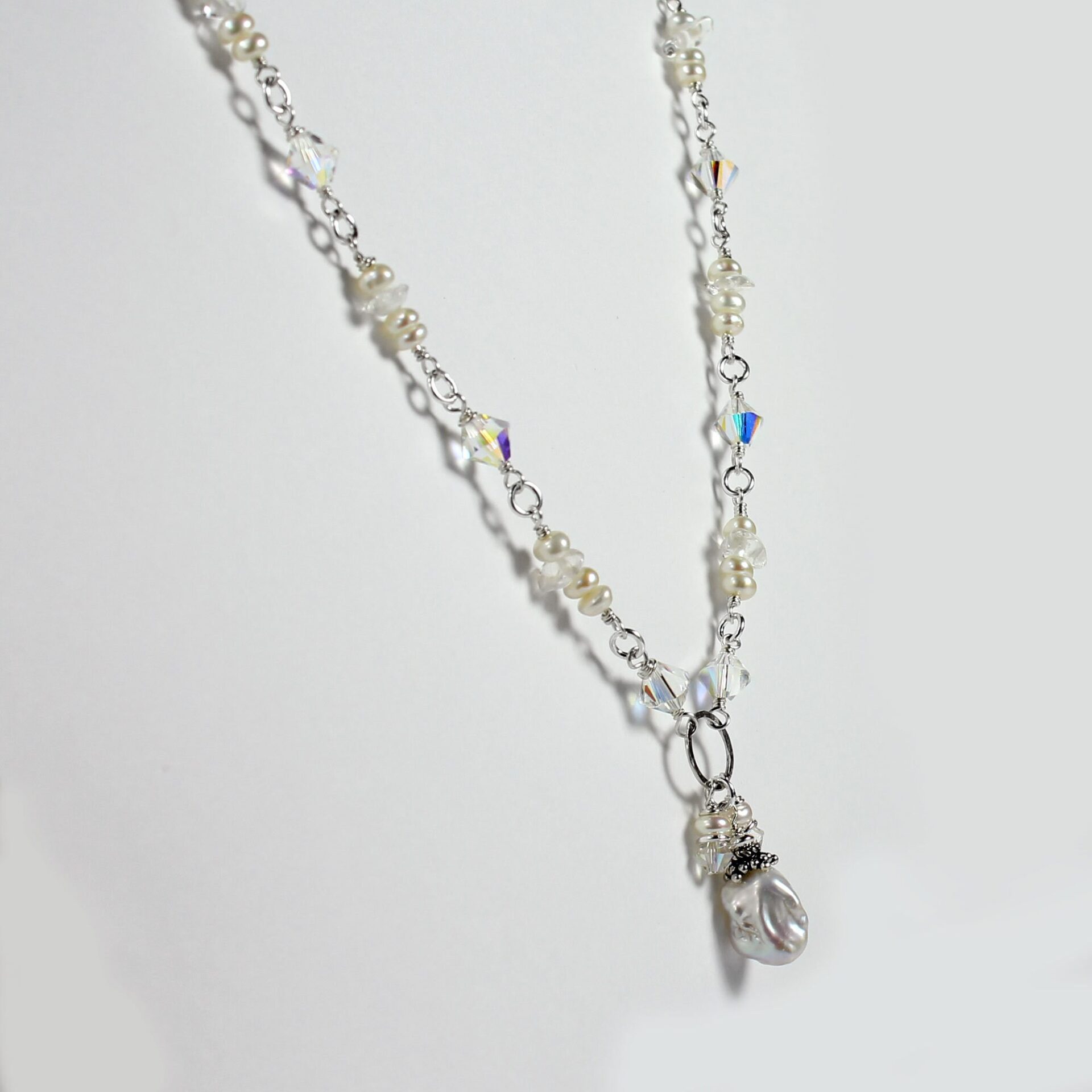 Keshi Pearl and Crystal Necklace