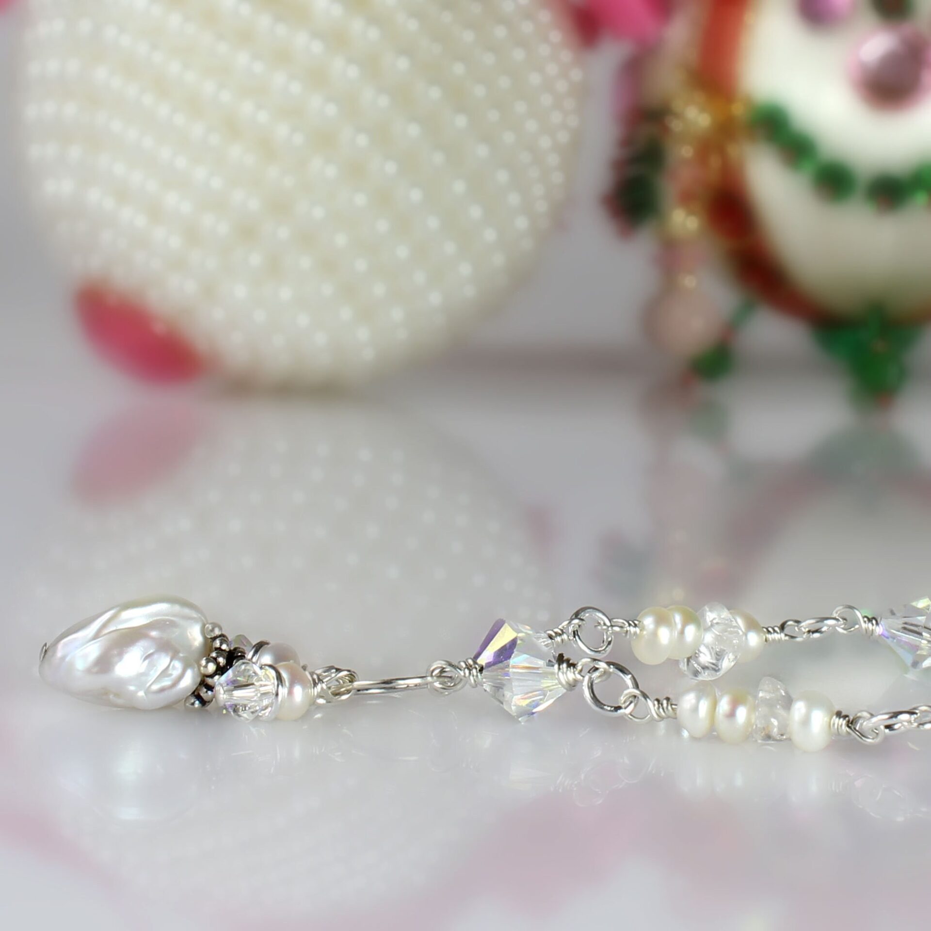 Keshi Pearl and Crystal Necklace