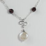 Coin Pearl with Garnets Necklace