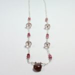 Teardrop Moonstone, Pink Tourmaline and Antique Rose Crystal Necklace