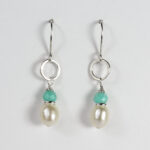 Pearl and Blue Amazonite Earrings