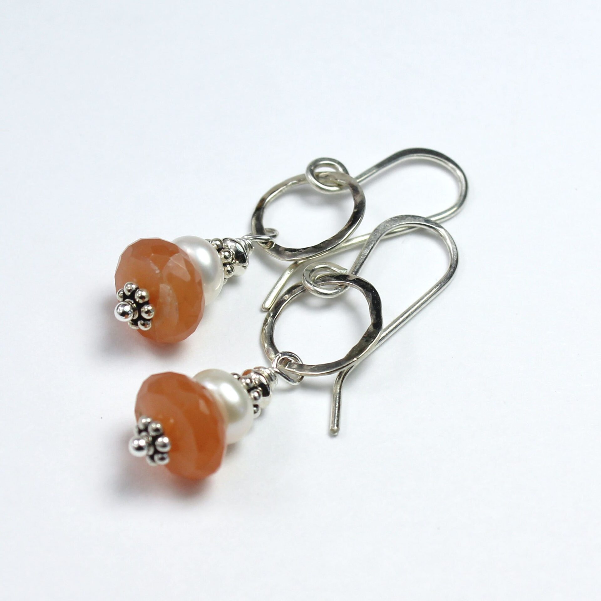 Peach Gems & Freshwater Pearl Drop Earrings