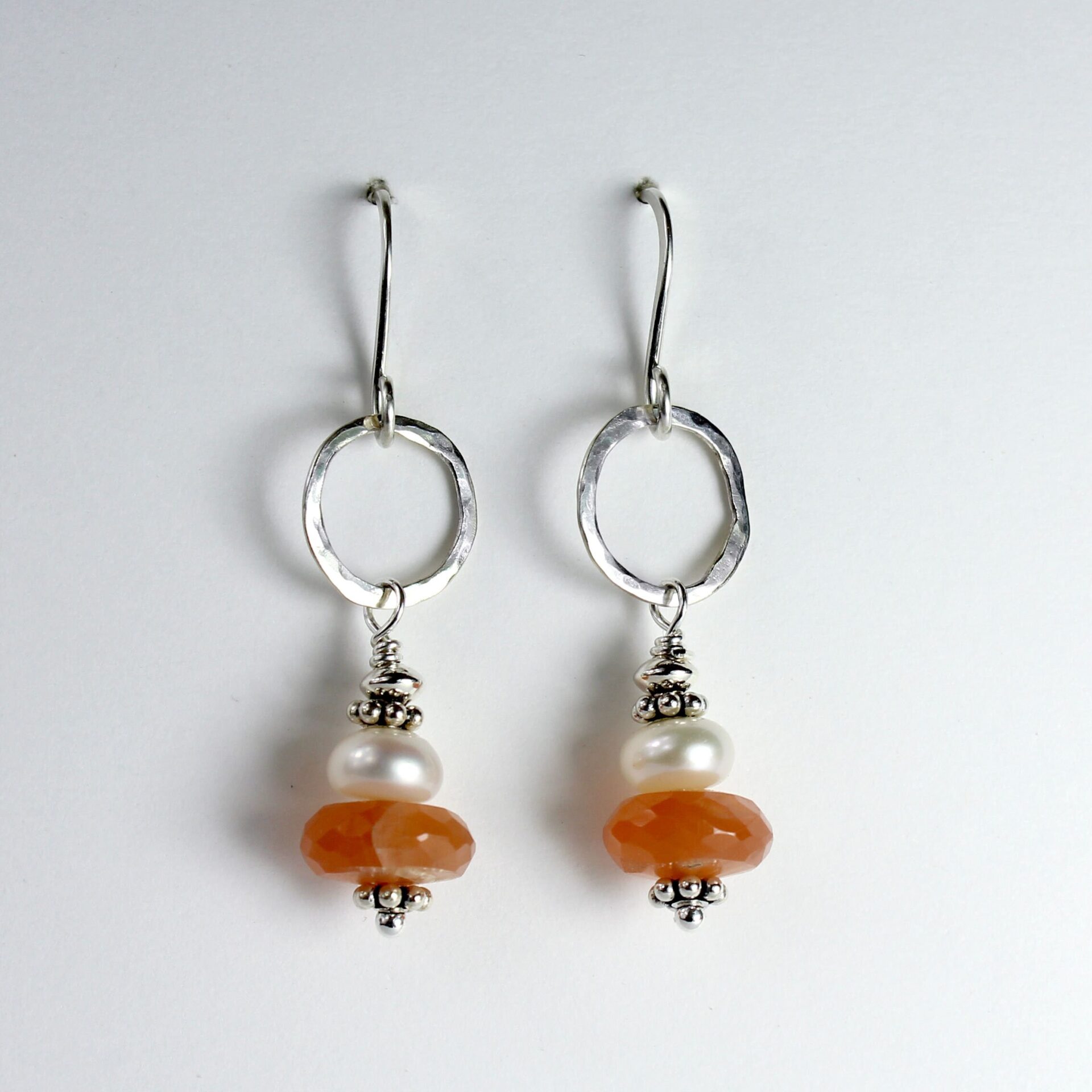 Peach Gems & Freshwater Pearl Drop Earrings