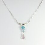 Natural Rose Quartz, Aquamarine Necklace