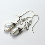 Keshi Pearls Drop from Silver Swirl Wire