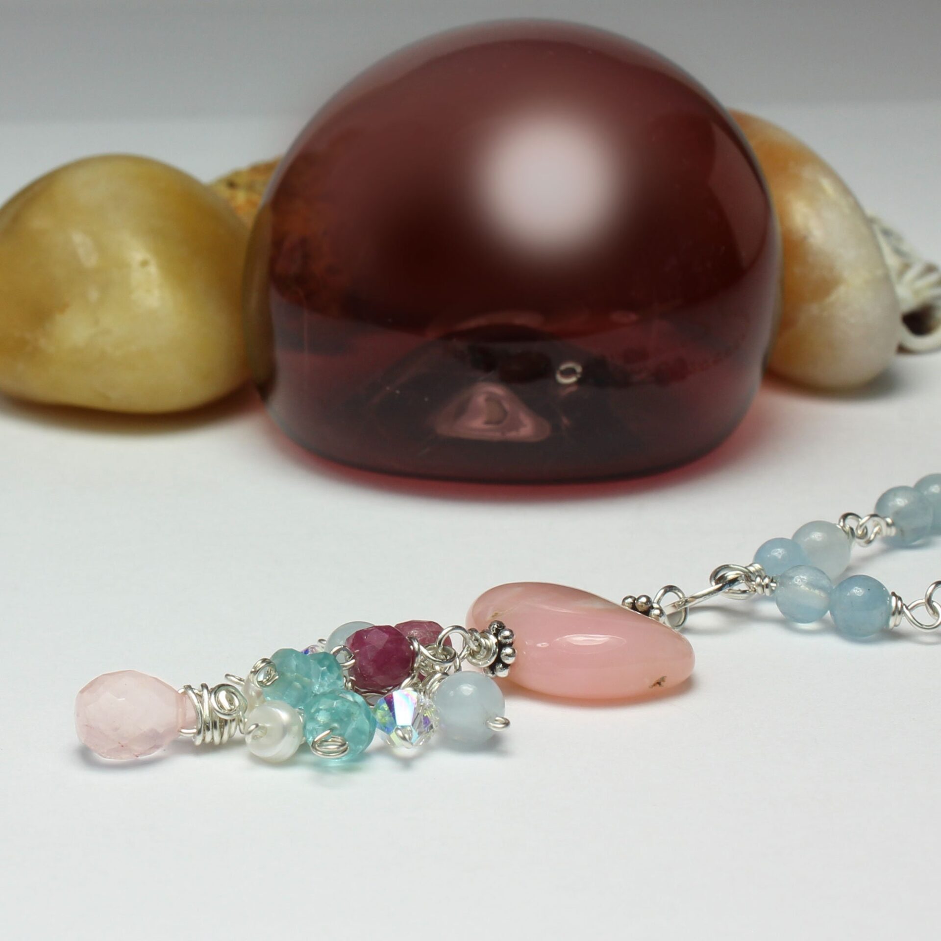Pink Opal Multi Stone Necklace