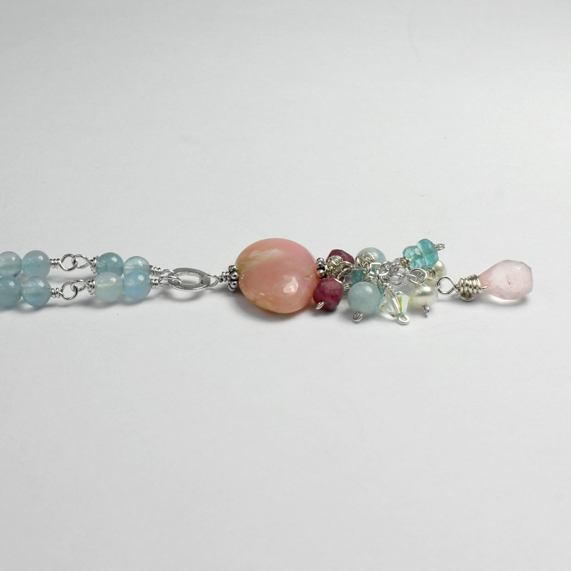 Pink Opal Necklace, Multi Stone Necklace