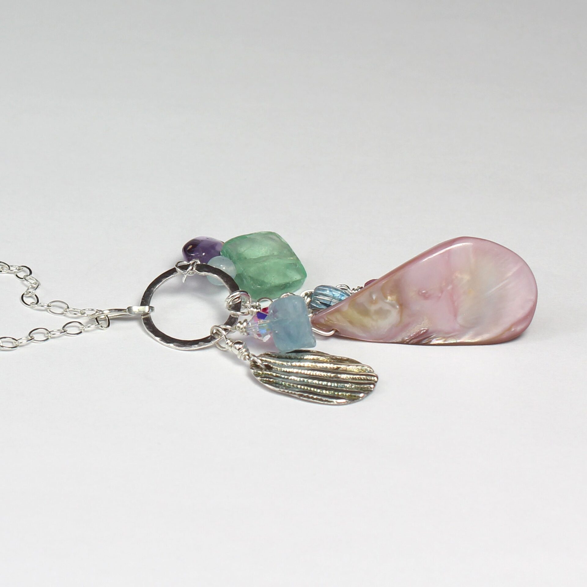 Abalone Shell Jewelry, Multi Stone Necklace