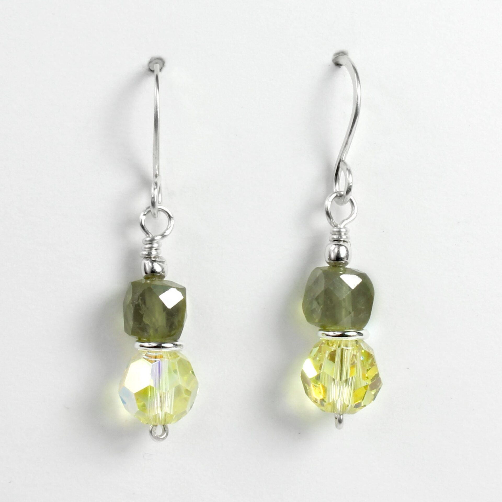 Green Garnet and Jonquil Crystal Earrings