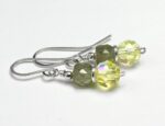 Green Garnet Earrings and Yellow Crystal, Jonquil Crystal Accent